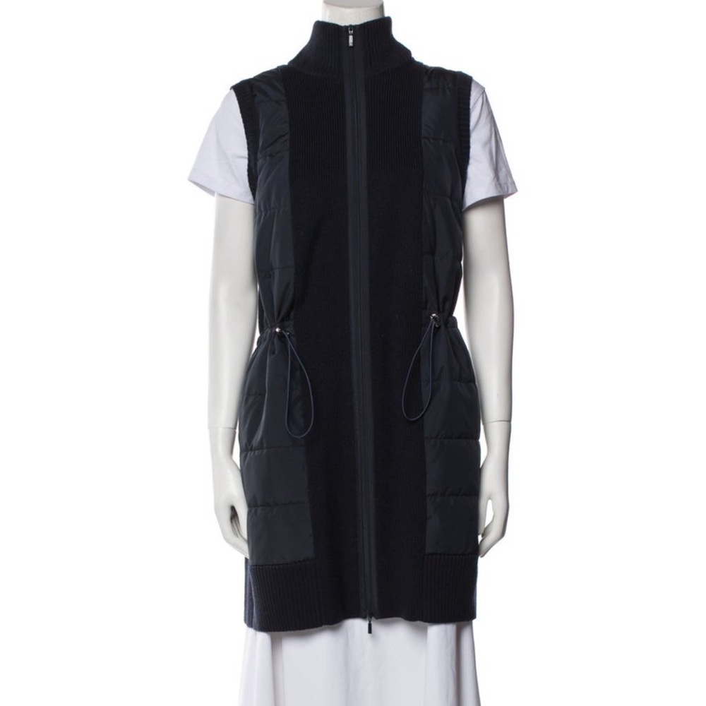24 Hour Sale: Lafayette 148 New York Navy Quilted Front Merino Wool Vest